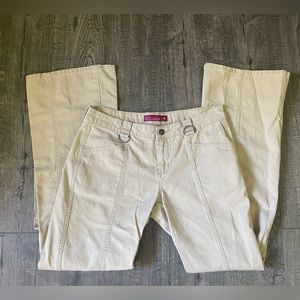 Early 2000s Y2K Tan SO Flared Bell Bottom Pants, Size 7